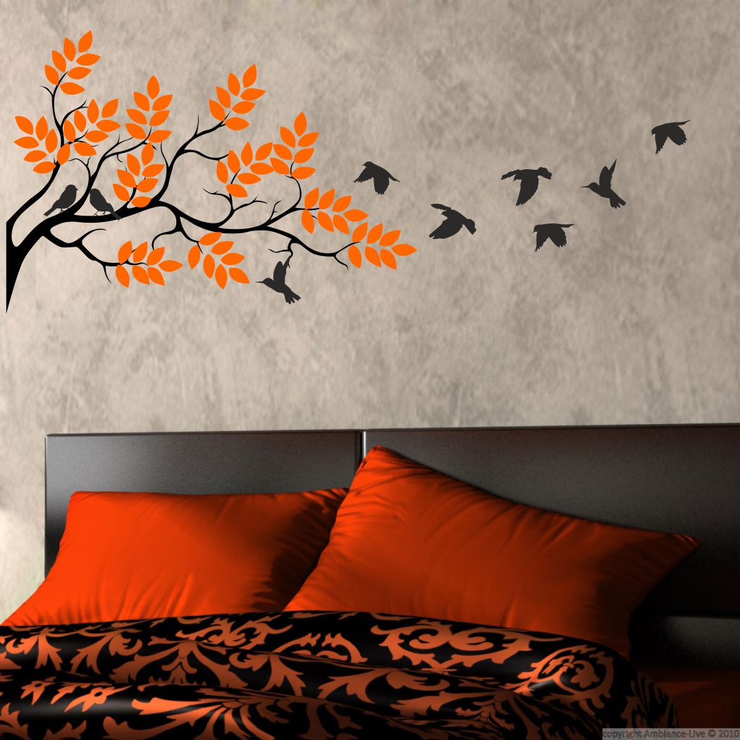 Homexa Decor | Tree With Leaf and Birds Wall Sticker (Size 140 x 58 cm)