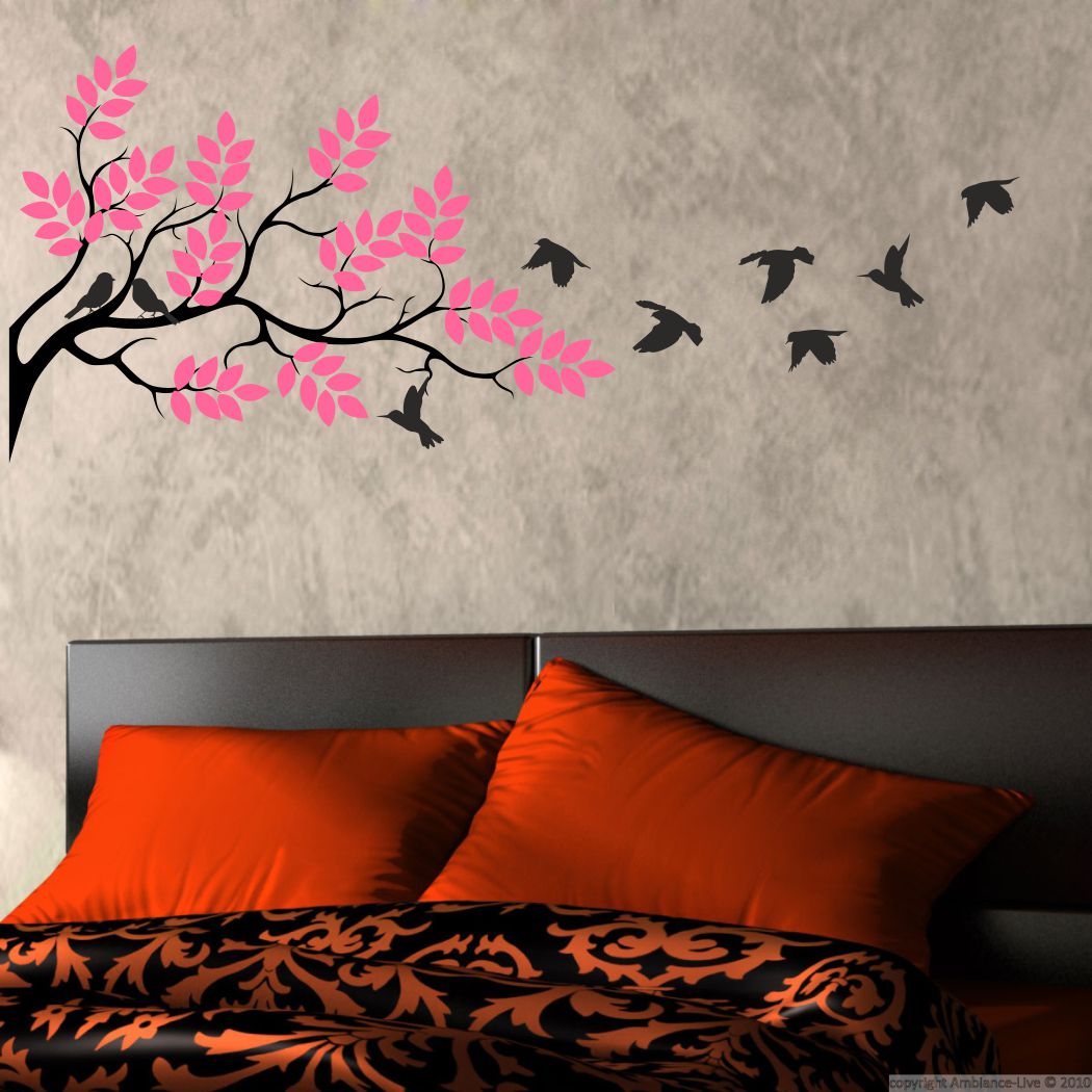 Homexa Decor | Tree With Leaf and Birds Wall Sticker (Size 140 x 58 cm)