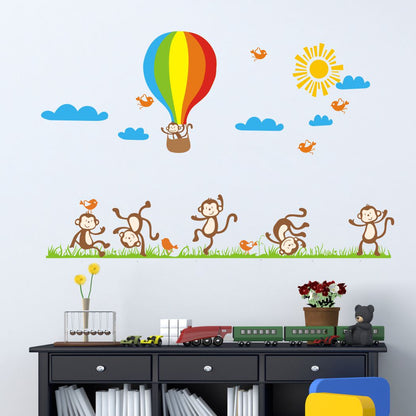 Homexa Decor | Sky With Sun and Monkey Wall Sticker (Size 100 x 65 cm)