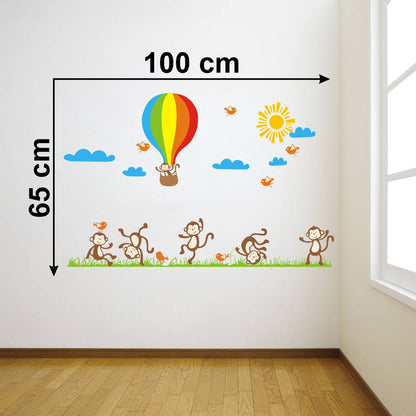 Homexa Decor | Sky With Sun and Monkey Wall Sticker (Size 100 x 65 cm)