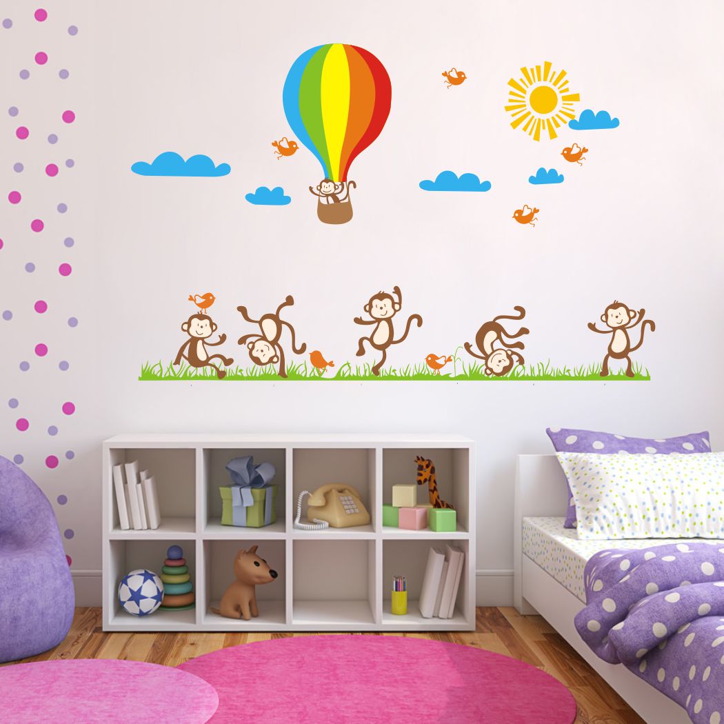 Homexa Decor | Sky With Sun and Monkey Wall Sticker (Size 100 x 65 cm)