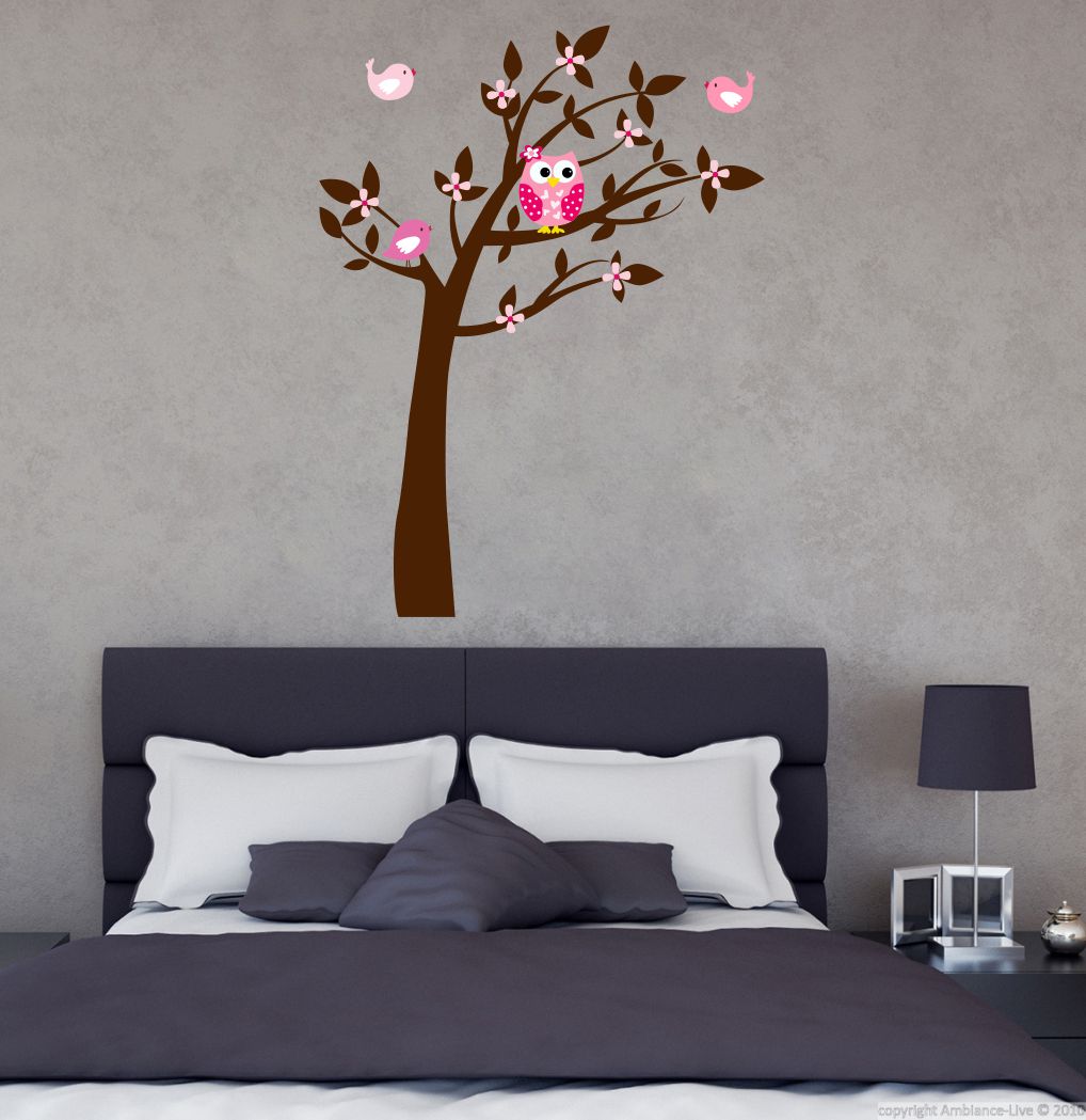 Homexa Decor | Tree With Leaf and Birds Wall Sticker (Size 54 x 72 cm)