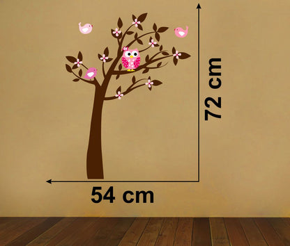 Homexa Decor | Tree With Leaf and Birds Wall Sticker (Size 54 x 72 cm)