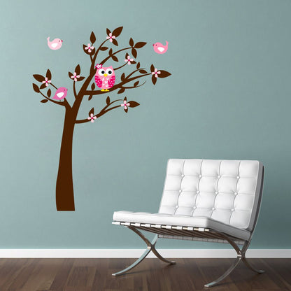 Homexa Decor | Tree With Leaf and Birds Wall Sticker (Size 54 x 72 cm)