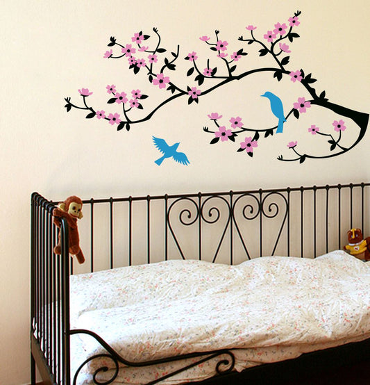 Homexa Decor | Tree With Leaf and Birds Wall Sticker (Size 82 x 41 cm)