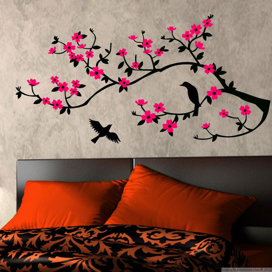 Homexa Decor | Tree With Leaf and Birds Wall Sticker (Size 82 x 41 cm)