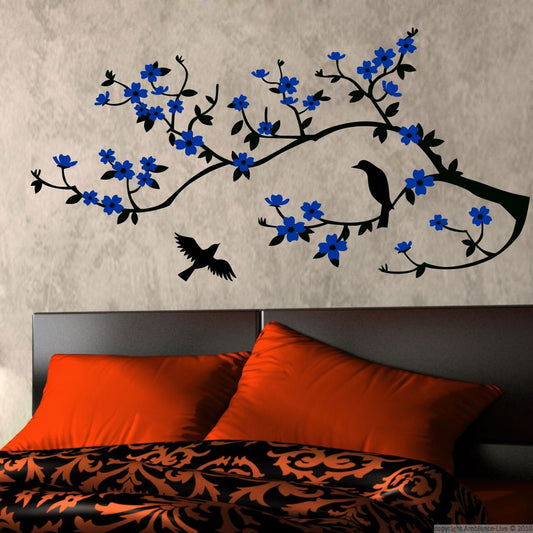 Homexa Decor | Tree With Leaf and Birds Wall Sticker (Size 82 x 41 cm)