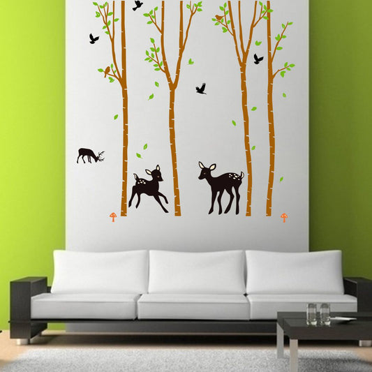 Homexa Decor | Tree With Leaf and Dear Wall Sticker (Size 80 x 82 cm)