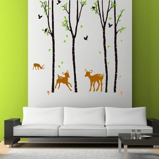Homexa Decor | Tree With Leaf and Dear Wall Sticker (Size 80 x 82 cm)