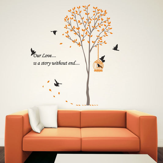Homexa Decor | Tree With Leaf Design Wall Sticker (Size 68 x 78 cm)