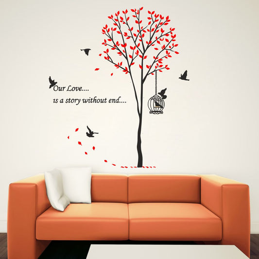 Homexa Decor | Tree With Leaf Design Wall Sticker (Size 68 x 78 cm)