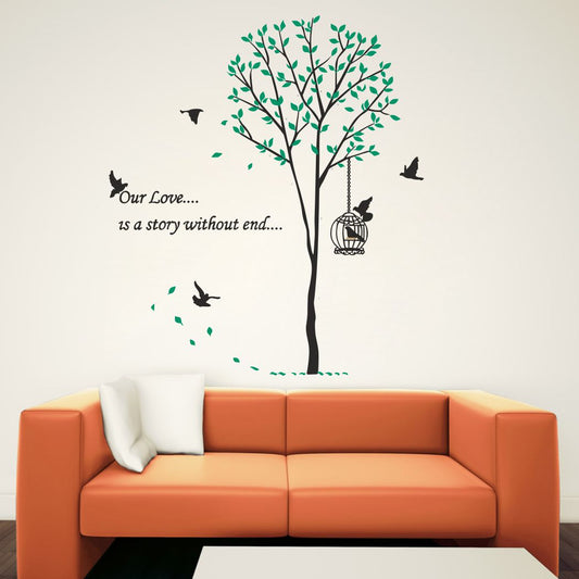 Homexa Decor | Tree With Leaf Design Wall Sticker (Size 68 x 78 cm)