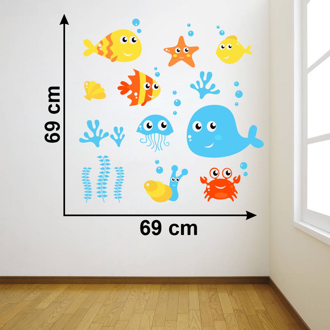 Homexa Decor | Sea Animal Design Wall Sticker (Size 69 x 69 cm)