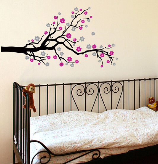 Homexa Decor | Branches With Flower Design Wall Sticker (Size 100 x 51 cm)