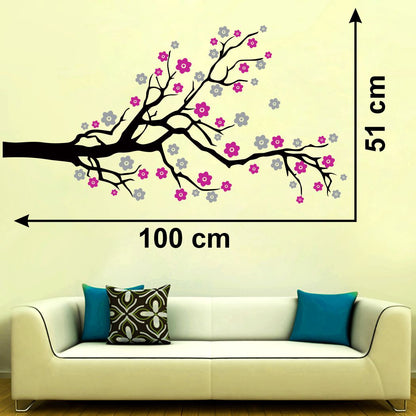 Homexa Decor | Branches With Flower Design Wall Sticker (Size 100 x 51 cm)