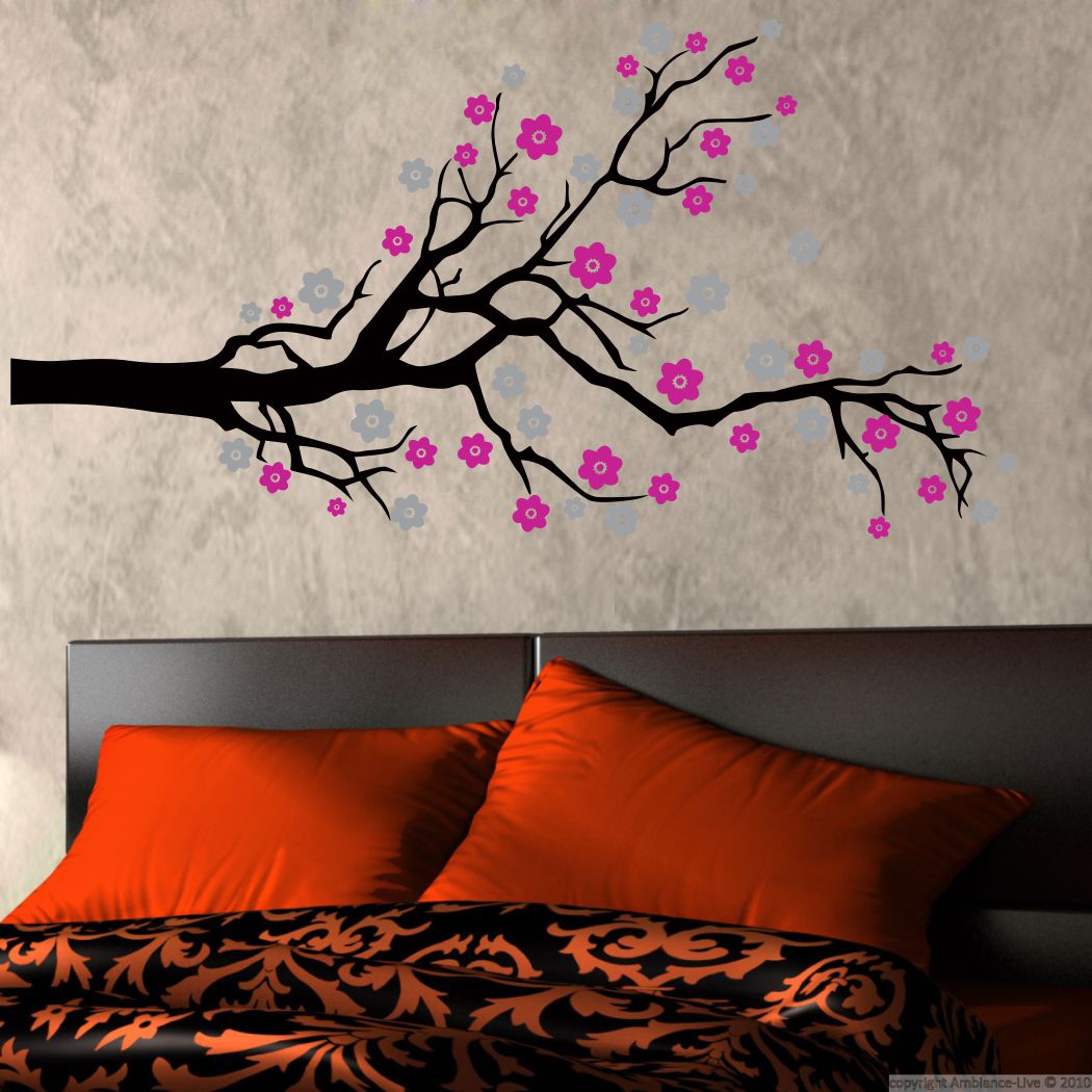 Homexa Decor | Branches With Flower Design Wall Sticker (Size 100 x 51 cm)