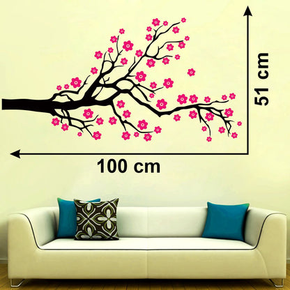 Homexa Decor | Branches With Flower Design Wall Sticker (Size 100 x 51 cm)