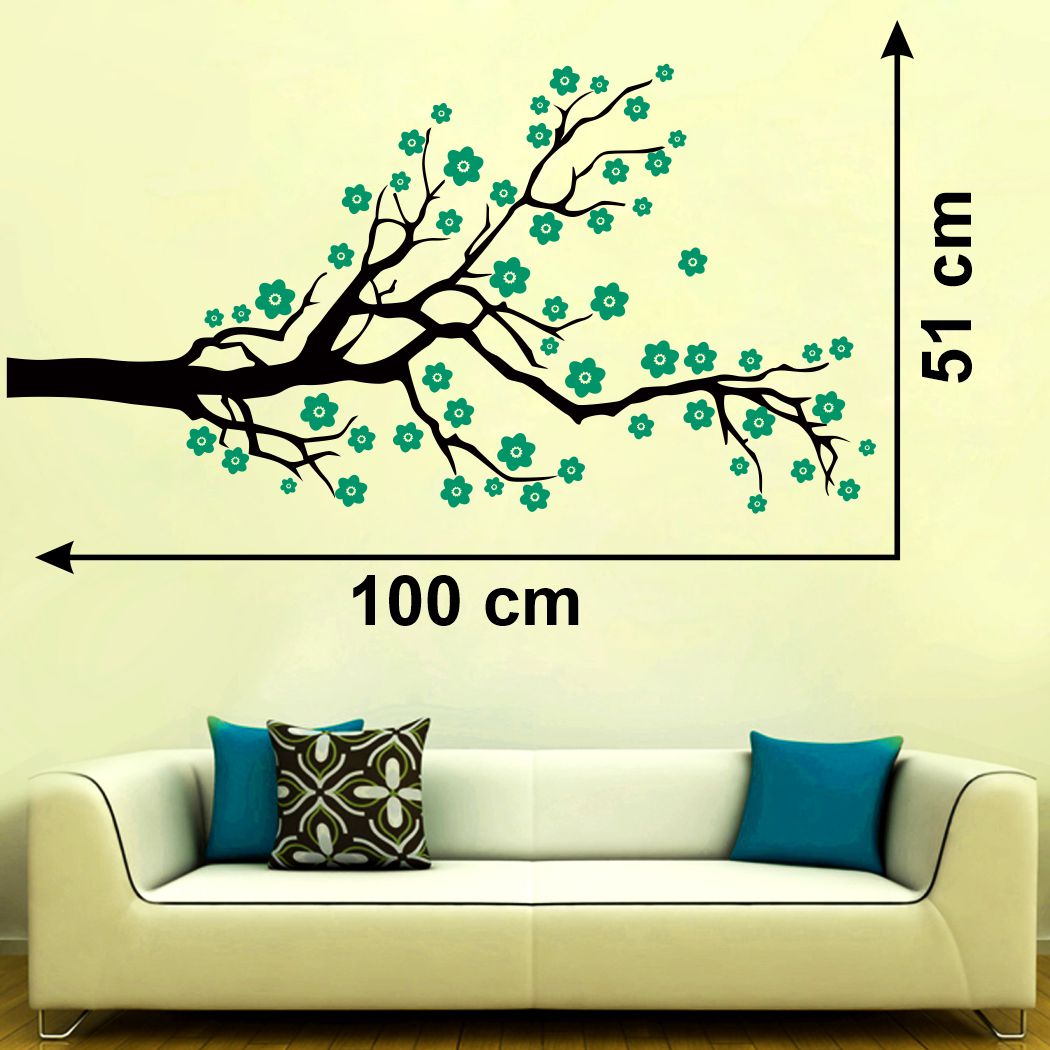 Homexa Decor | Branches With Flower Design Wall Sticker (Size 100 x 51 cm)