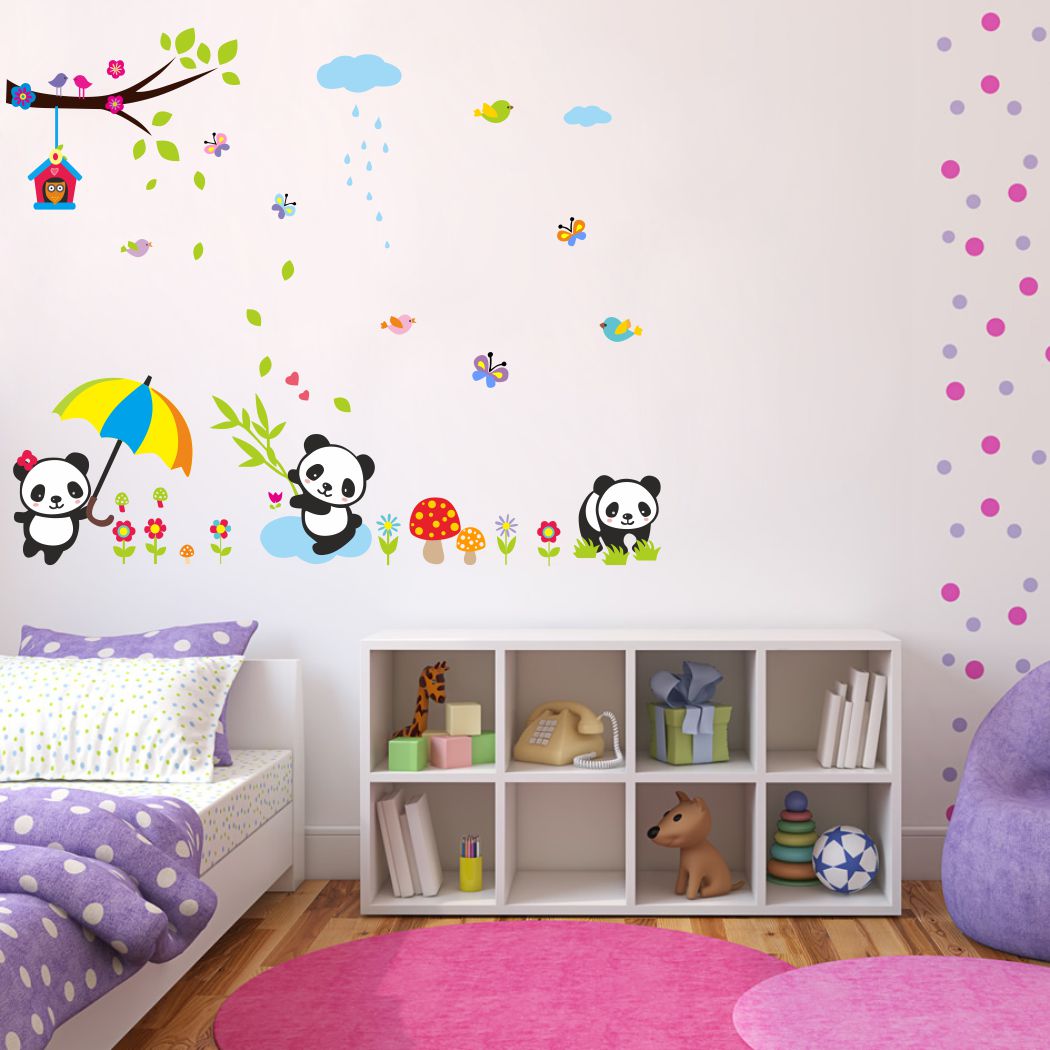 Homexa Decor | Tree With Panda and Butterfly Wall Sticker (Size 91 x 75 cm)