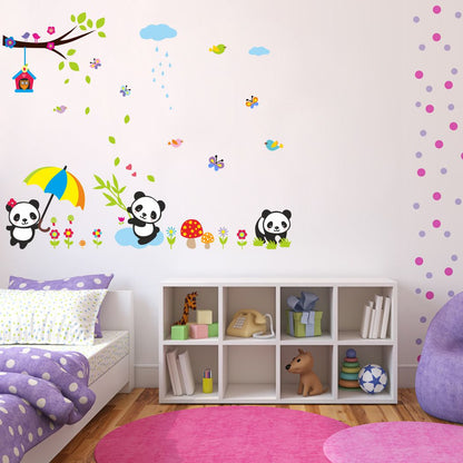 Homexa Decor | Tree With Panda and Butterfly Wall Sticker (Size 91 x 75 cm)