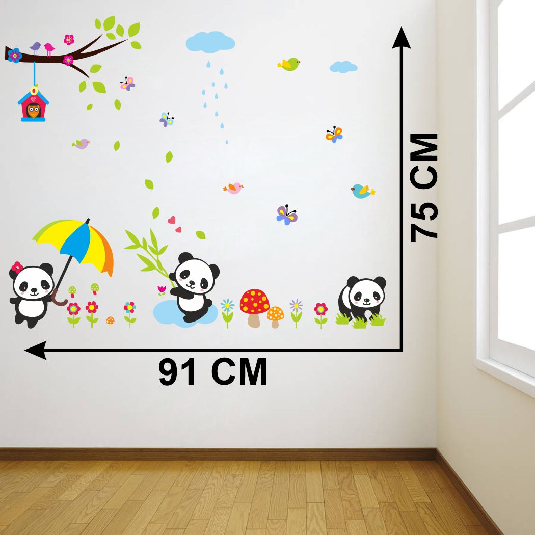 Homexa Decor | Tree With Panda and Butterfly Wall Sticker (Size 91 x 75 cm)