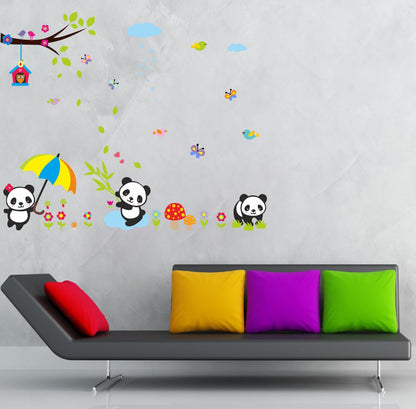 Homexa Decor | Tree With Panda and Butterfly Wall Sticker (Size 91 x 75 cm)