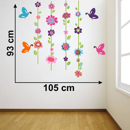 Homexa Decor | Flower And Butterfly Wall Sticker (Size 105 x 93 cm)