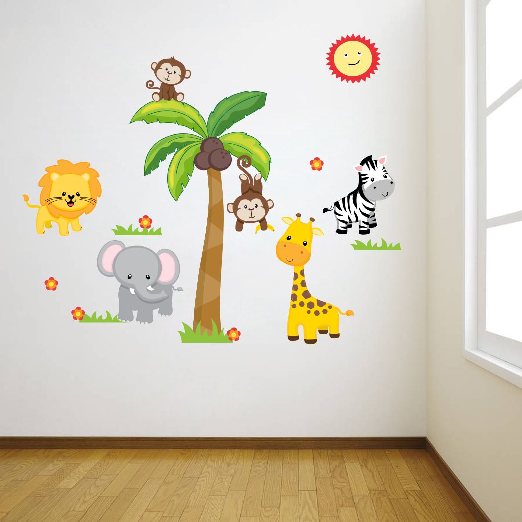 Homexa Decor | Tree With Animal Wall Sticker (Size 75 x 61 cm)