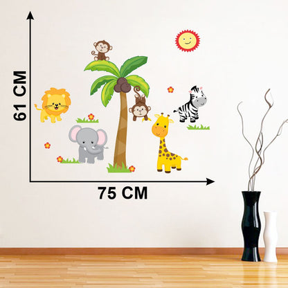 Homexa Decor | Tree With Animal Wall Sticker (Size 75 x 61 cm)