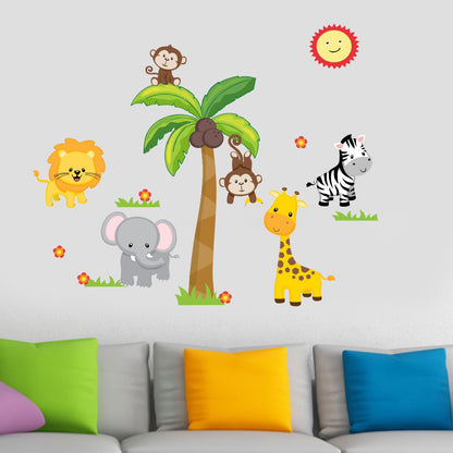 Homexa Decor | Tree With Animal Wall Sticker (Size 75 x 61 cm)