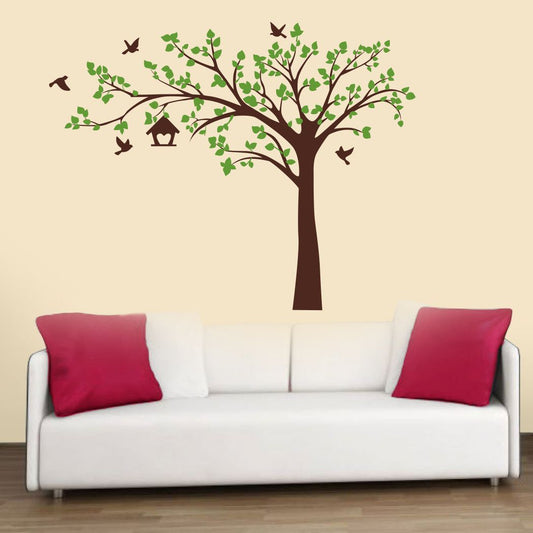 Homexa Decor | Tee With Birds and Leaf Design Wall Sticker (Size 91 x 71 cm)