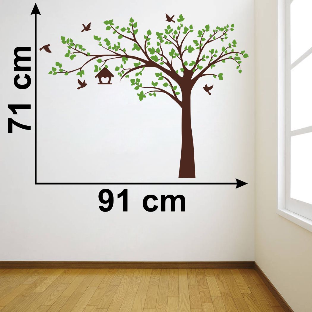 Homexa Decor | Tee With Birds and Leaf Design Wall Sticker (Size 91 x 71 cm)