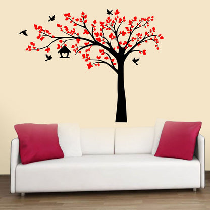 Homexa Decor | Tee With Birds and Leaf Design Wall Sticker (Size 91 x 71 cm)