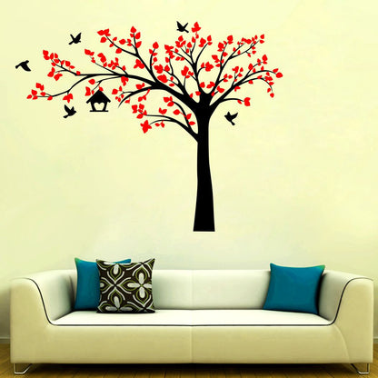 Homexa Decor | Tee With Birds and Leaf Design Wall Sticker (Size 91 x 71 cm)