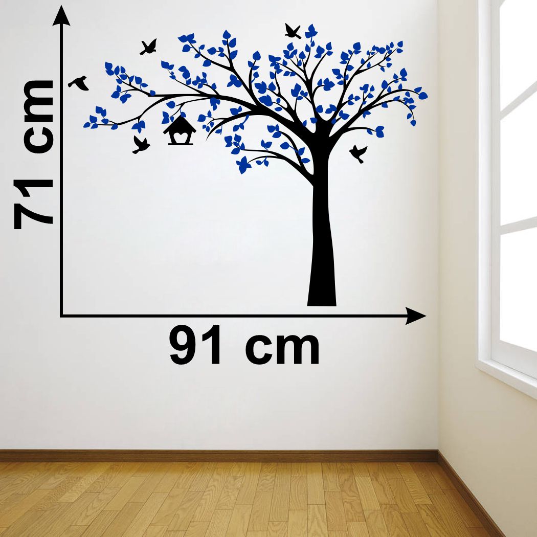 Homexa Decor | Tee With Birds and Leaf Design Wall Sticker (Size 91 x 71 cm)