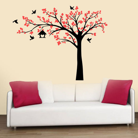 Homexa Decor | Tree With Birds and Leaf Design Wall Sticker (Size 91 x 71 cm)