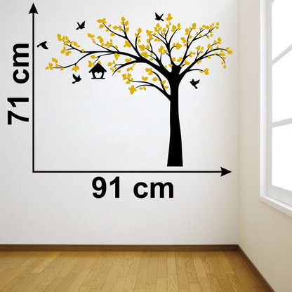 Homexa Decor | Tree With Birds and Leaf Design Wall Sticker (Size 91 x 71 cm)