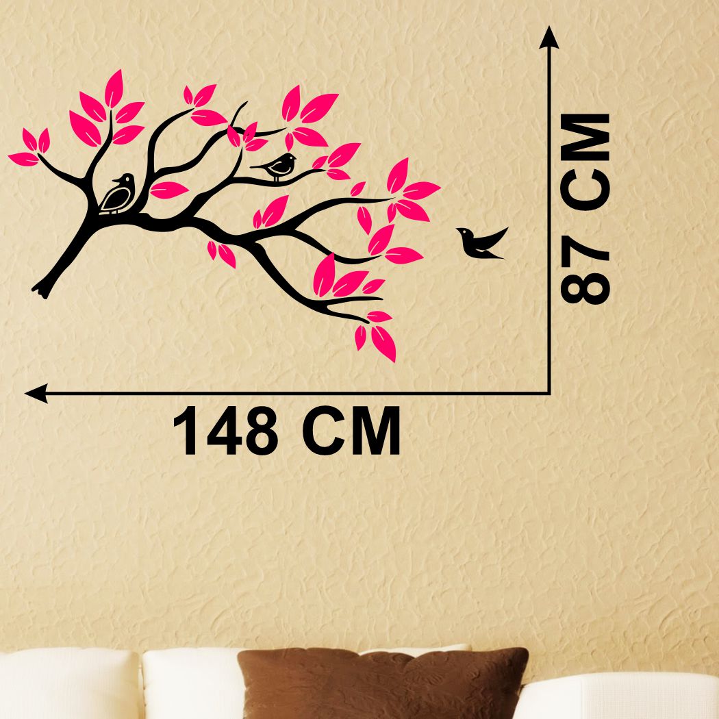 Homexa Decor | Tree With Birds and Leaf Design Wall Sticker (Size 148 x 87 cm)