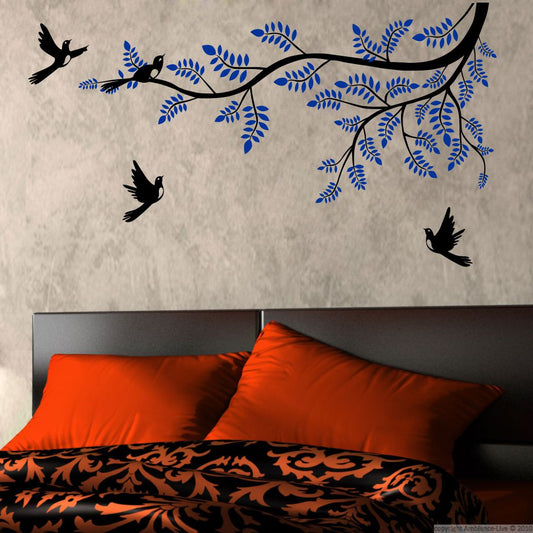 Homexa Decor | Tree With Birds and Leaf Design Wall Sticker (Size 91 x 51 cm)