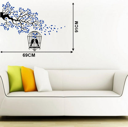 Homexa Decor | Tree With Birds and Leaf Design Wall Sticker (Size 69 x 91 cm)