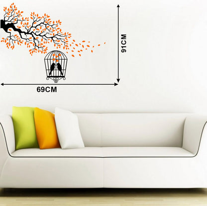 Homexa Decor | Tree With Birds and Leaf Design Wall Sticker (Size 69 x 91 cm)