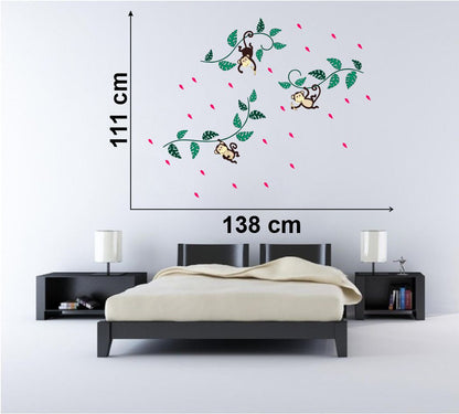 Homexa Decor | Hanging Monkeys Wall Sticker (Size 138 x 111 cm)