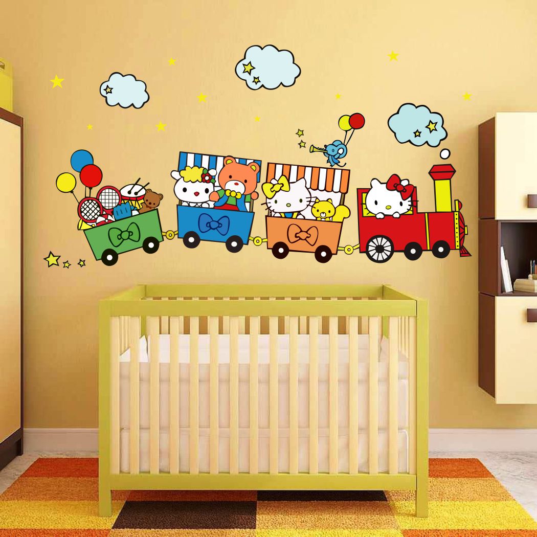 Homexa Decor | Kids Train With Animal Wall Sticker (Size 91 x 47 cm)