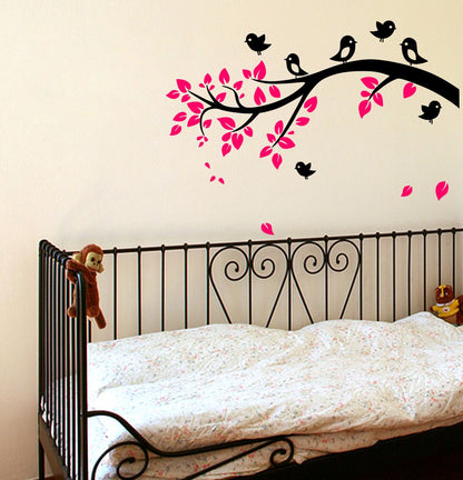 Homexa Decor | Branches With Birds and Leaf Design Wall Sticker (Size 90 x 65 cm)