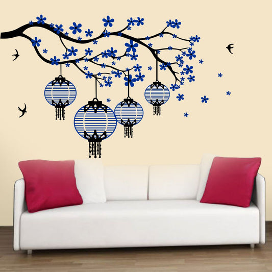 Homexa Decor | Branches With Birds and Leaf Design Wall Sticker (Size 93 x 57 cm)