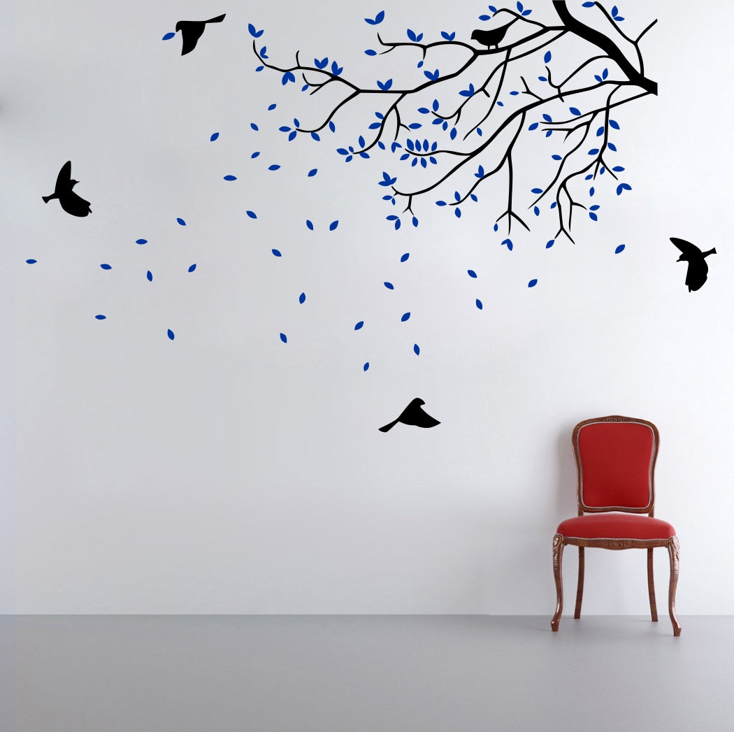 Homexa Decor | Branches With Birds and Leaf Design Wall Sticker (Size 91 x 57 cm)