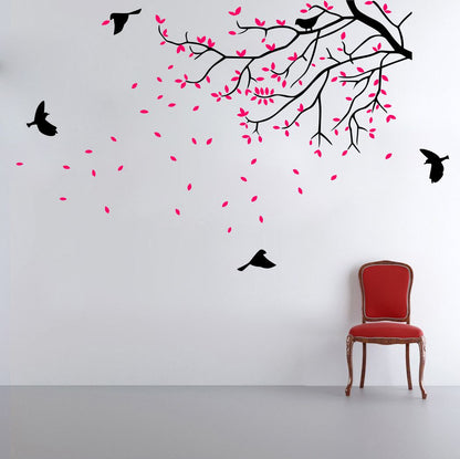 Homexa Decor | Branches With Birds and Leaf Design Wall Sticker (Size 91 x 57 cm)