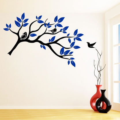 Homexa Decor | Tree With Leaf and Birds  Wall Sticker (Size 148 x 87 cm)