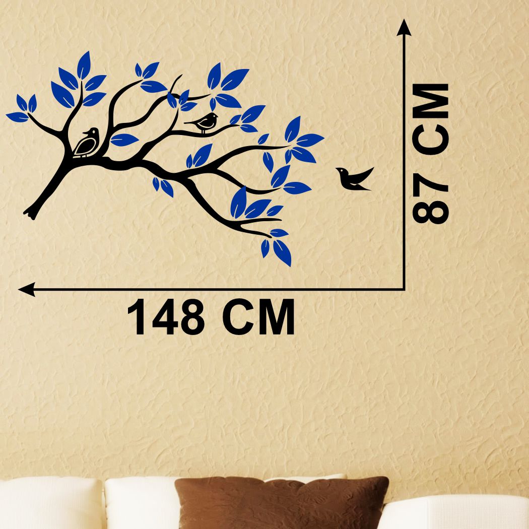 Homexa Decor | Tree With Leaf and Birds  Wall Sticker (Size 148 x 87 cm)