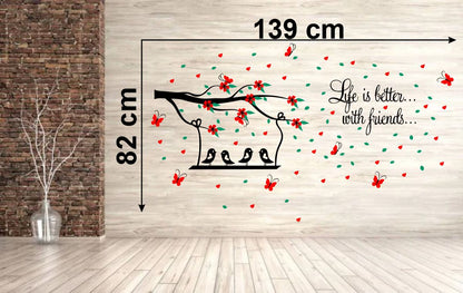 Homexa Decor | Branches With Birds and Leaf Design Wall Sticker (Size 139 x 82 cm)